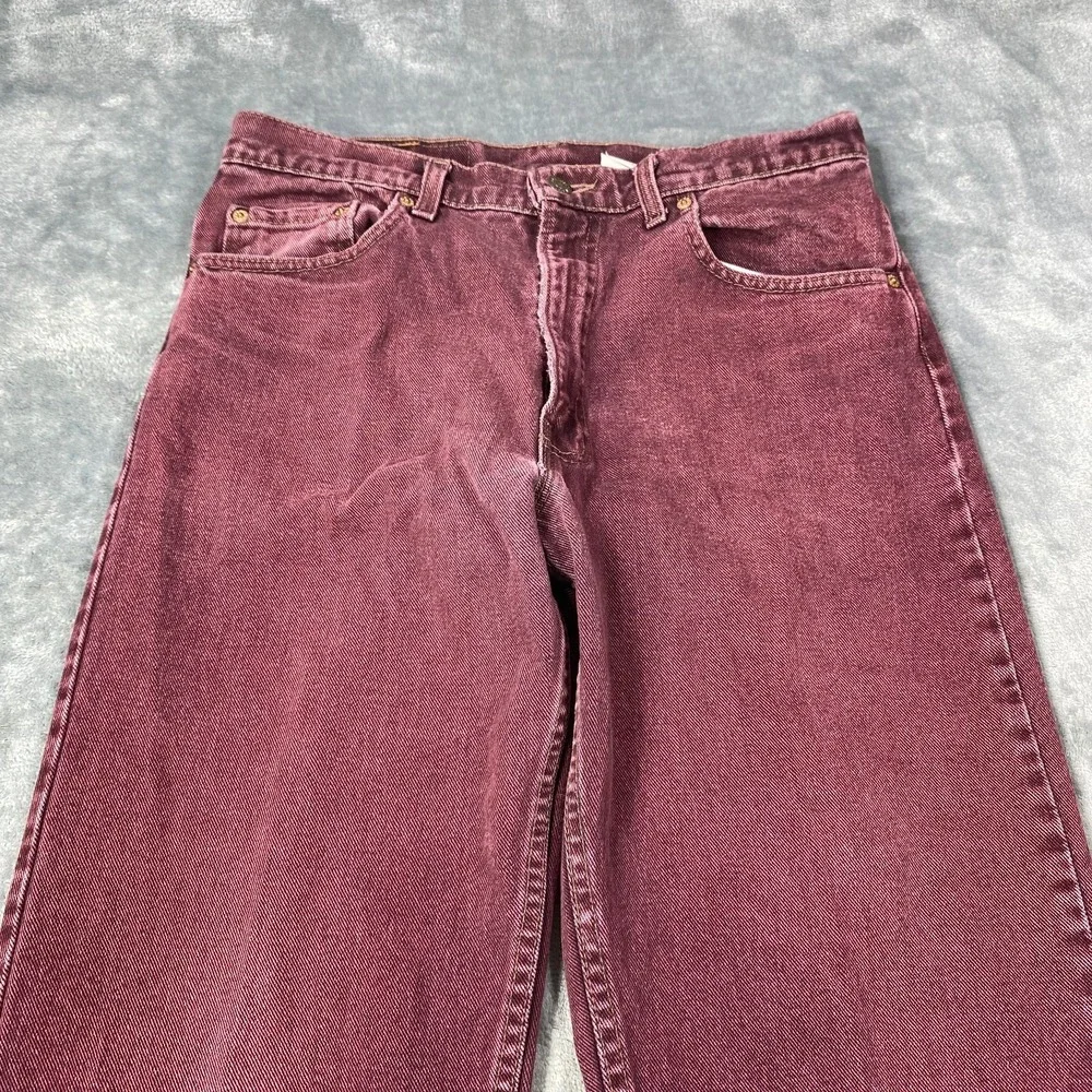 Vintage Levi's 550 Red Tab Jeans Mens 34x28 USA Made Burgundy Faded 90s
